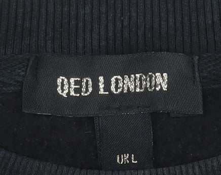 QED London Men's Black Tokyo Tiger Graphic Pullover Sweatshirt L