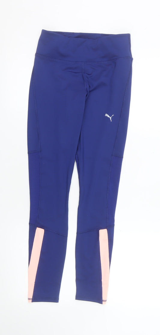 Puma Womens Blue XS Colourblock Running Gym Leggings