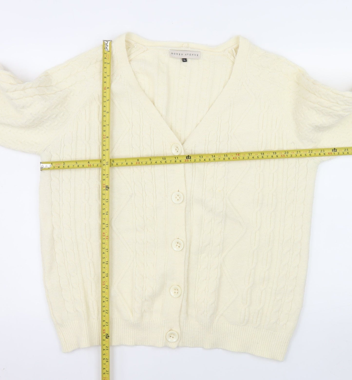Rowen Avenue Women’s Ivory Cable Knit Cardigan XL
