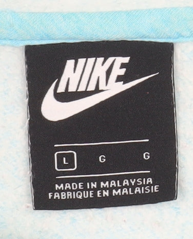 Nike Womens Blue Pullover Hoodie Large Cotton Blend Sportswear