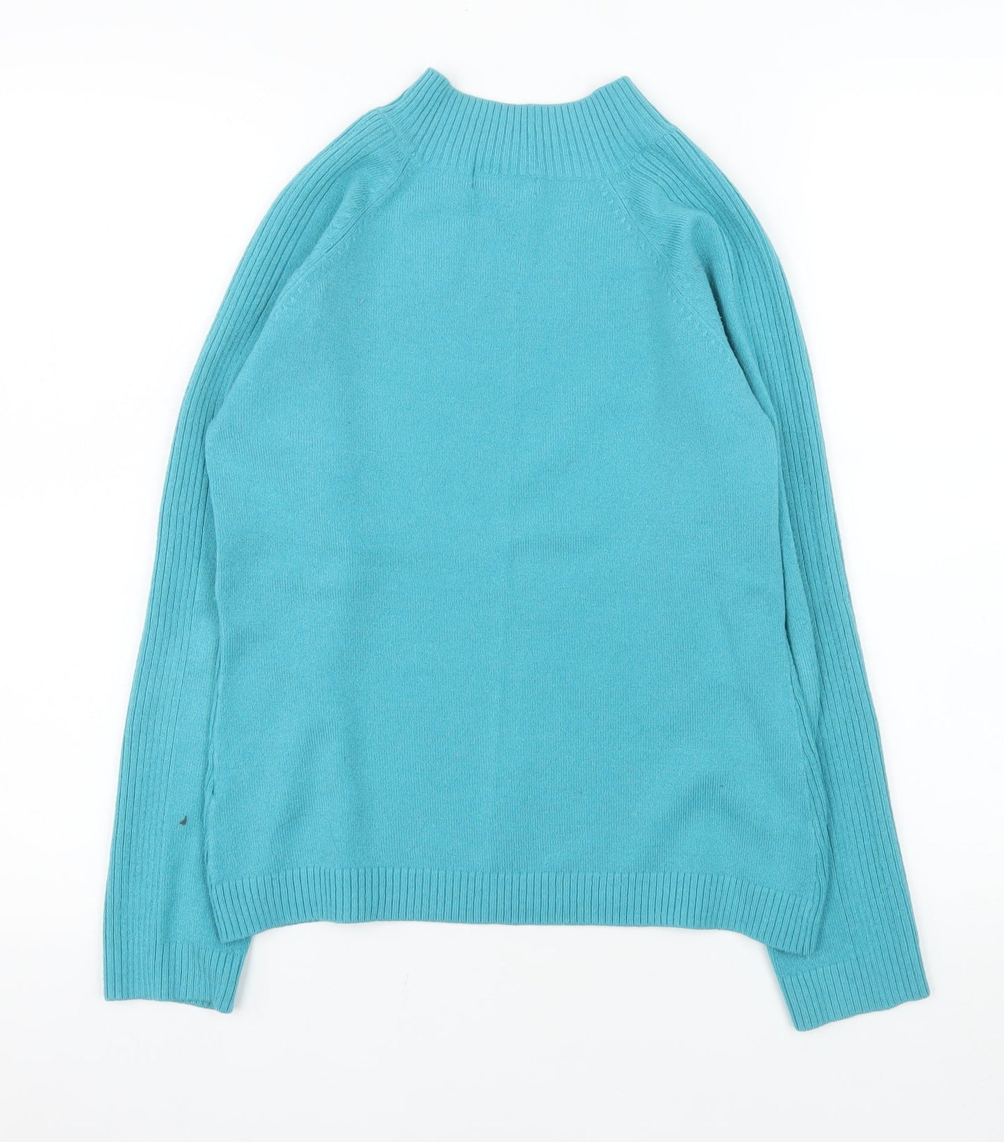First Avenue Women's Blue Mock Neck Cotton Blend Jumper Size S