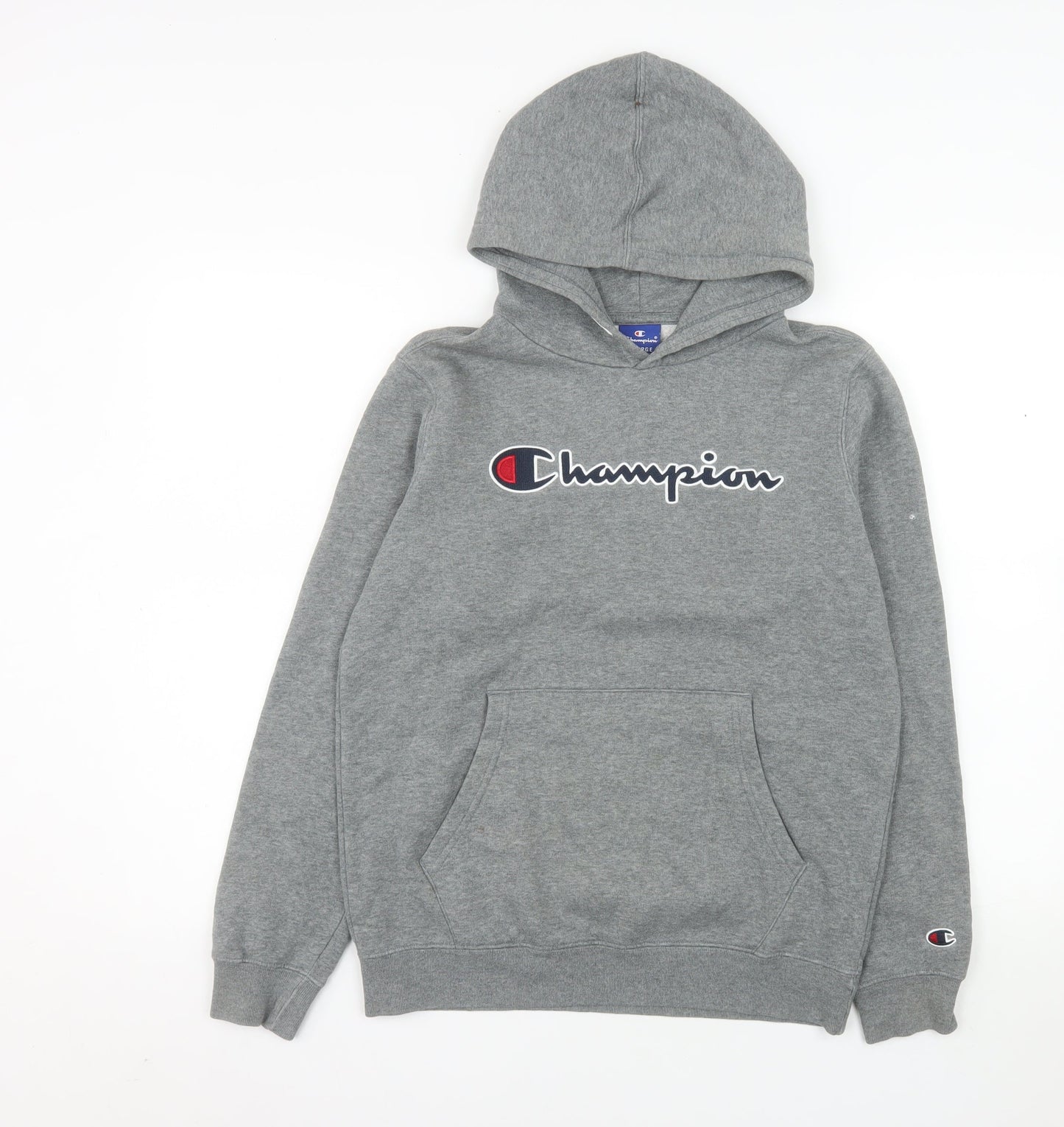 Champion Boys Grey Pullover Hoodie 13-14 Years Regular Fit Logo Fleece
