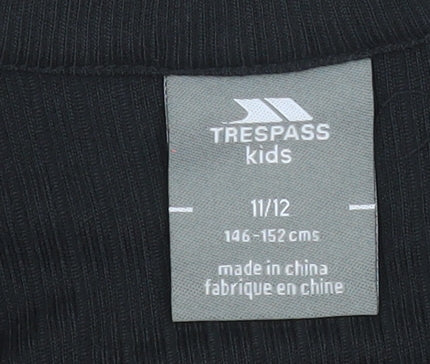 Trespass Boys Black 11-12 Years 1/4 Zip Fleece Sweatshirt