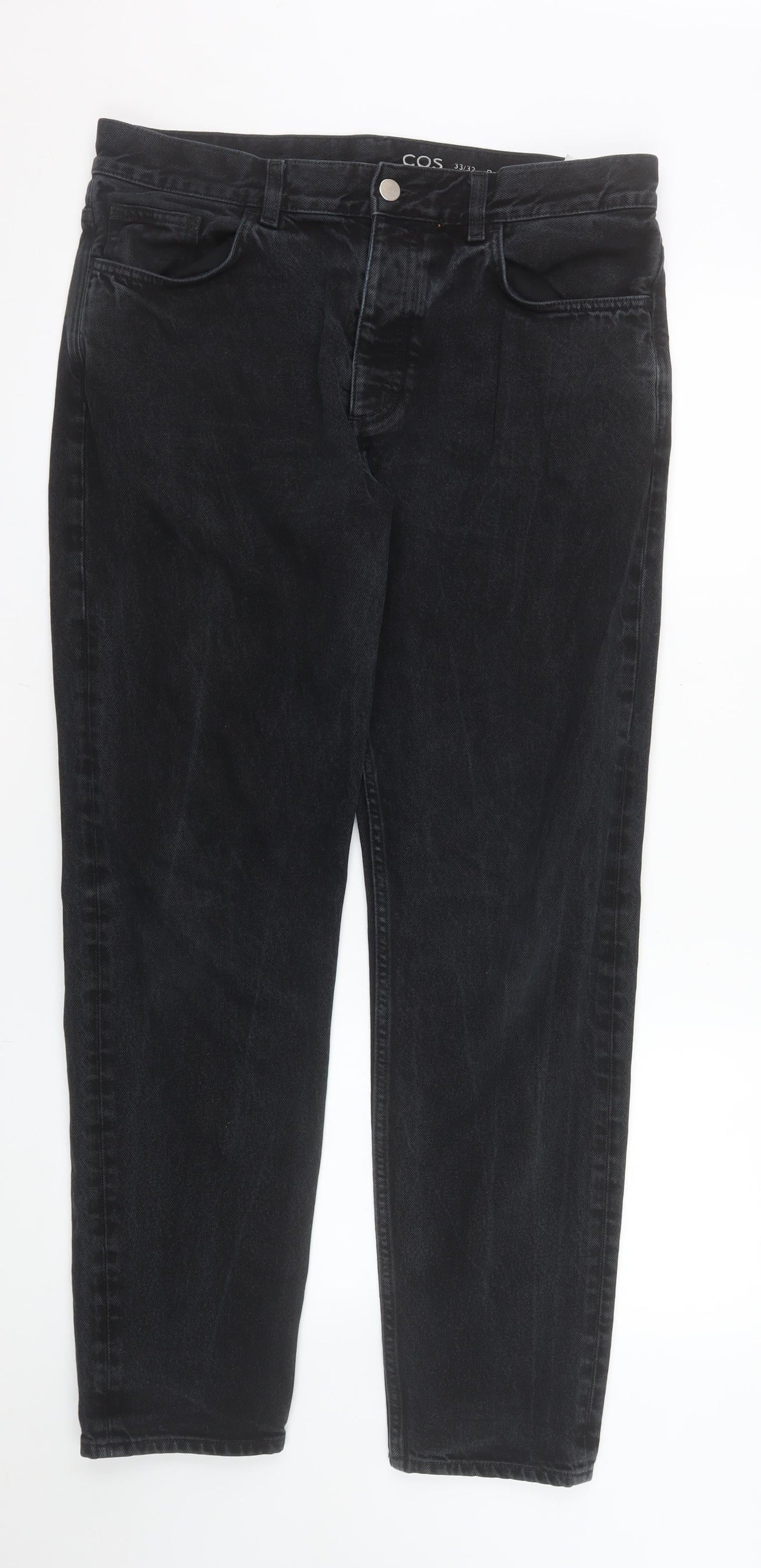 COS Women Black Mid Rise Tapered Jeans Size 33/32 Regular Fit