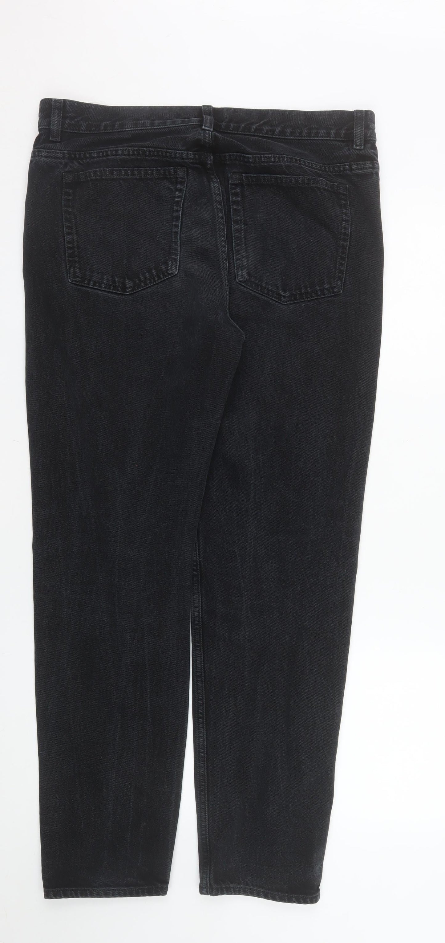 COS Women Black Mid Rise Tapered Jeans Size 33/32 Regular Fit