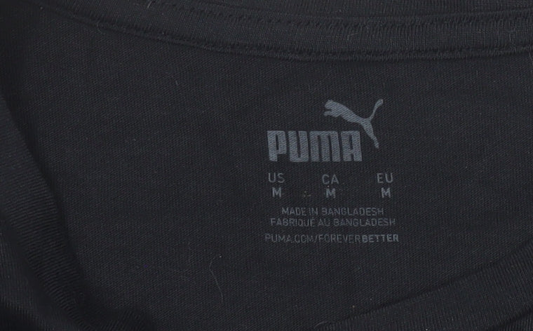 Puma Women's Black Floral Logo Crew Neck Short Sleeve T-Shirt M