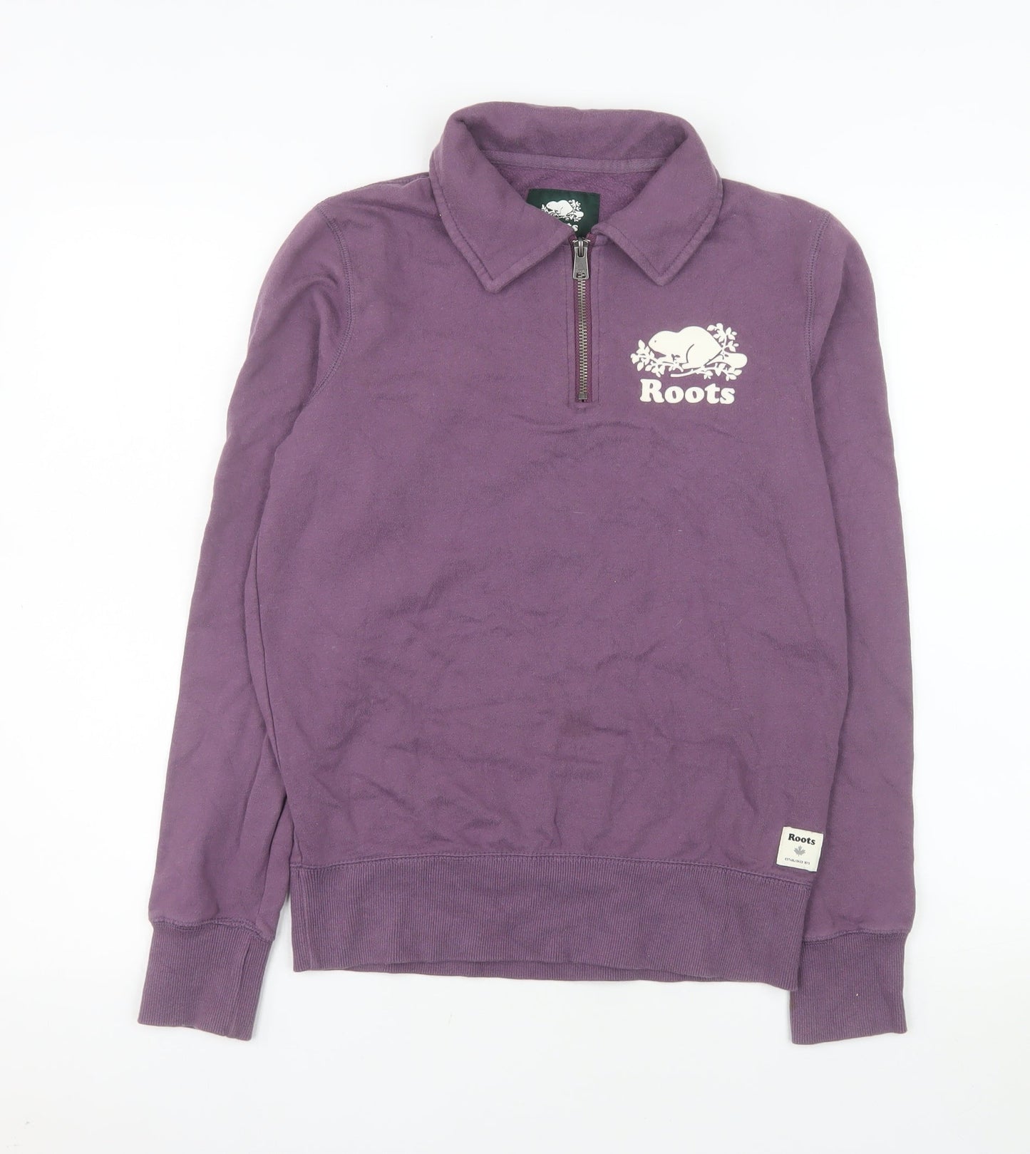 Roots Womens Purple 1/4 Zip Pullover Sweatshirt XS