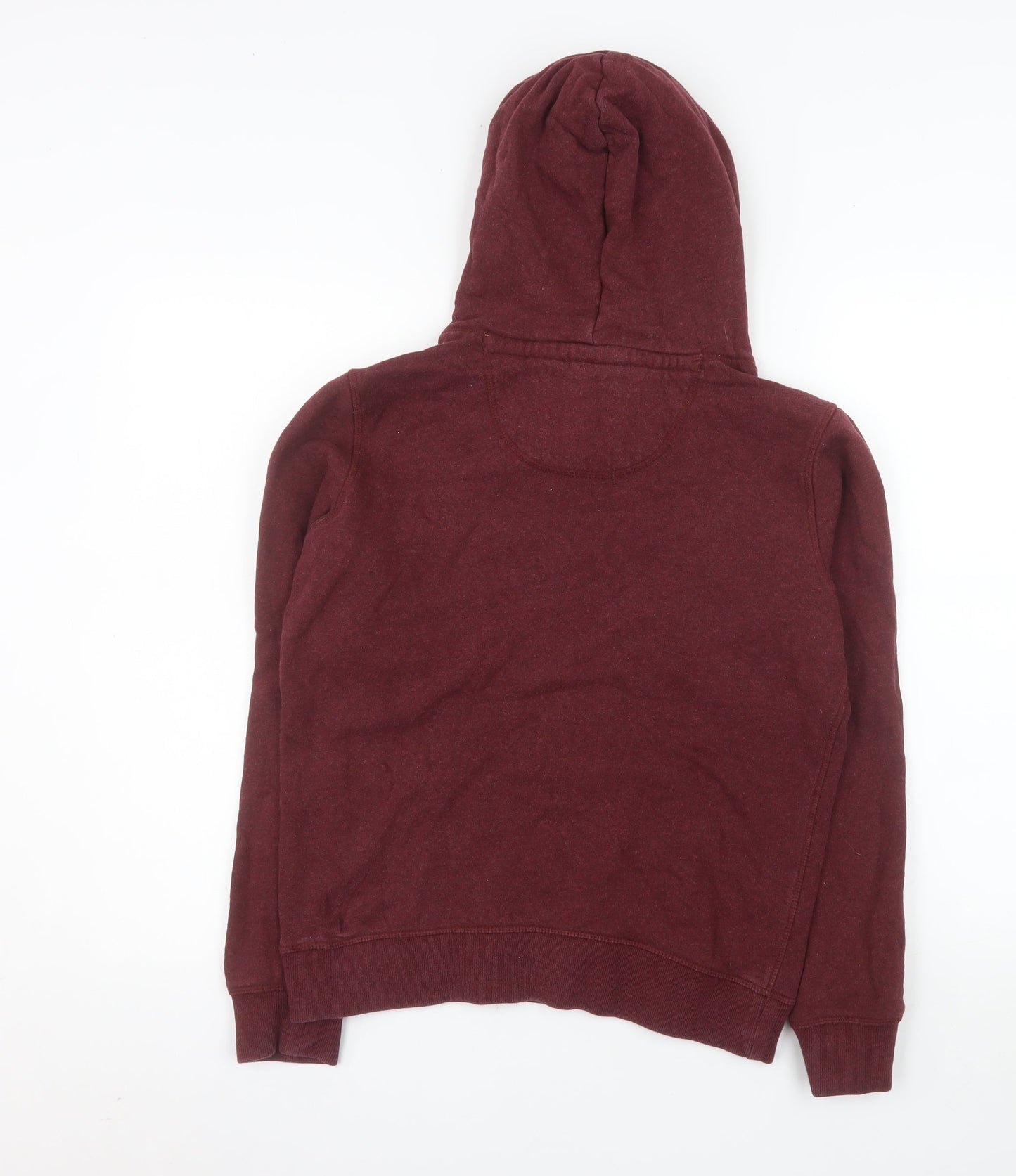 Jack Wills Women Burgundy Pullover Hoodie UK 8 Logo Print Cotton Blend