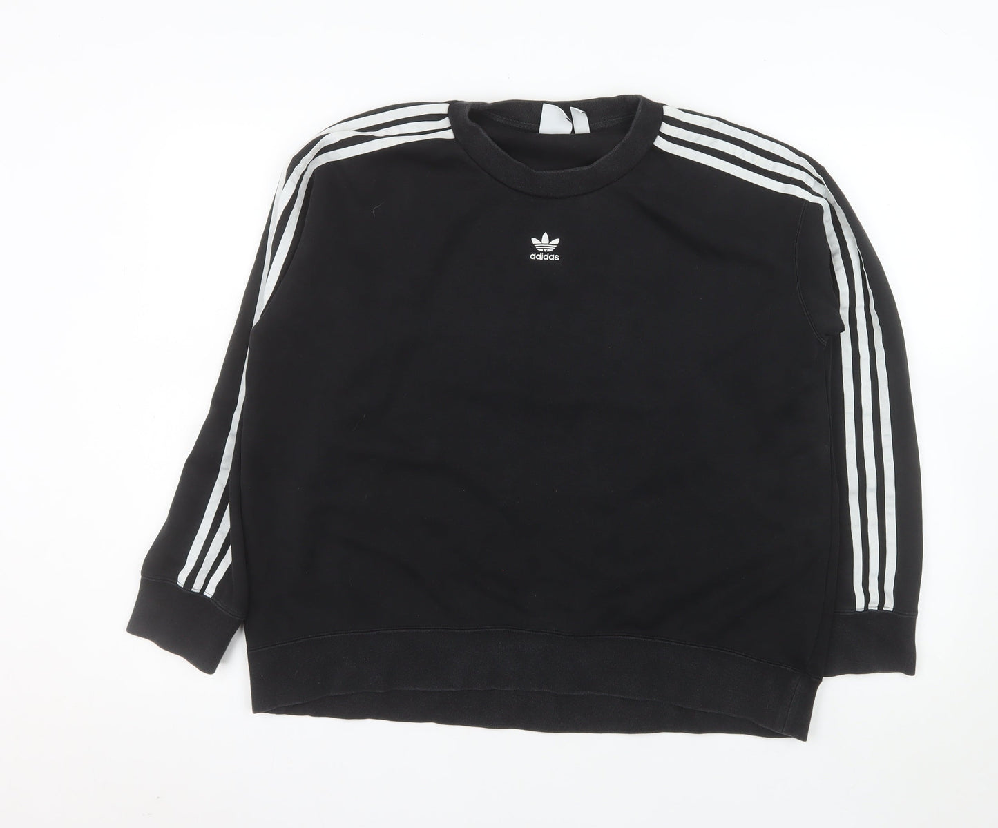 Adidas Womens Black Crew Neck Long Sleeve Pullover Sweatshirt Size 14