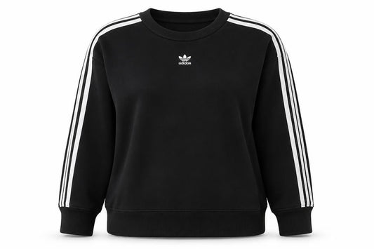 Adidas Womens Black Crew Neck Long Sleeve Pullover Sweatshirt Size 14