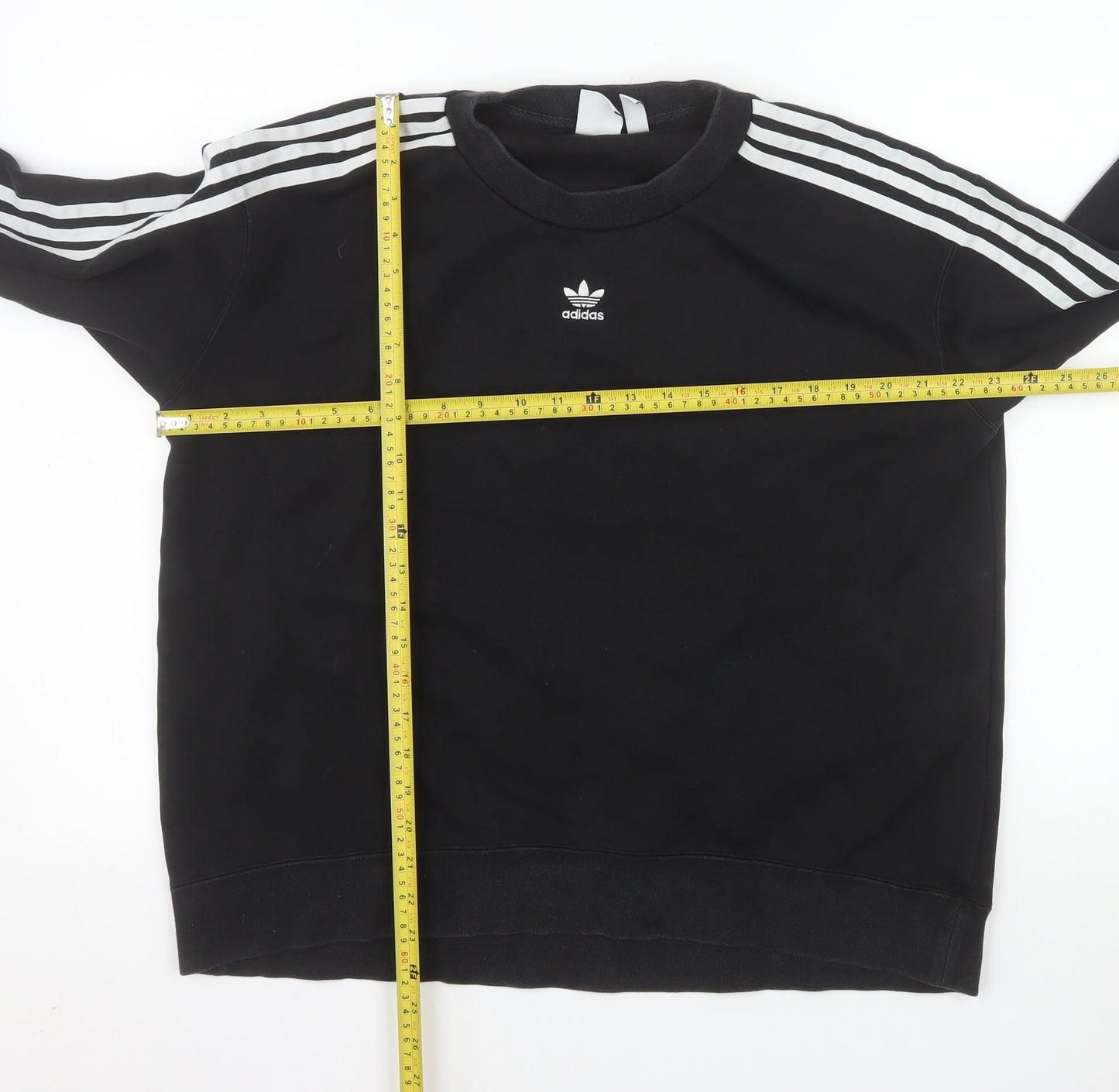 Adidas Womens Black Crew Neck Long Sleeve Pullover Sweatshirt Size 14