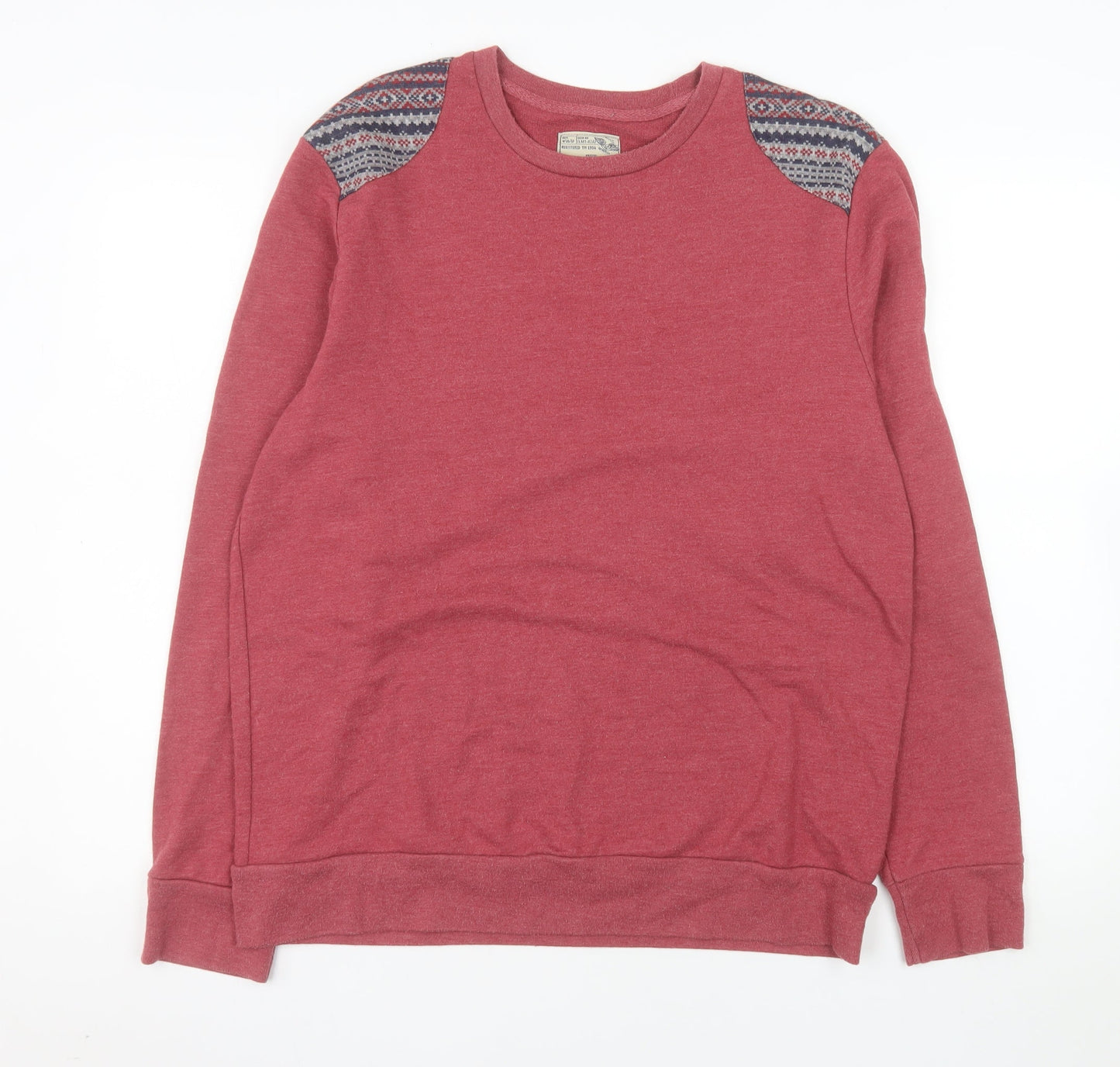 Burton Mens Red Fair Isle Shoulder Crew Neck Sweatshirt Size L