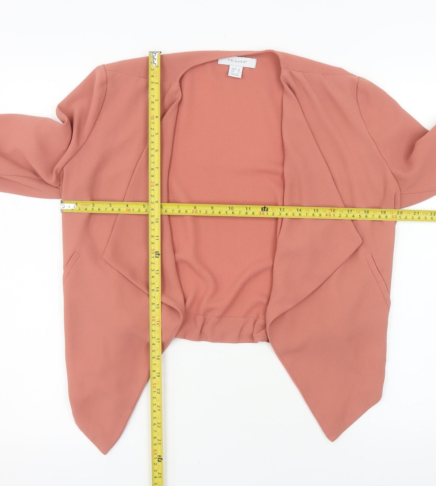 Primark Women’s Pink Cropped Blazer Size 10 Lightweight Shawl Collar Jacket