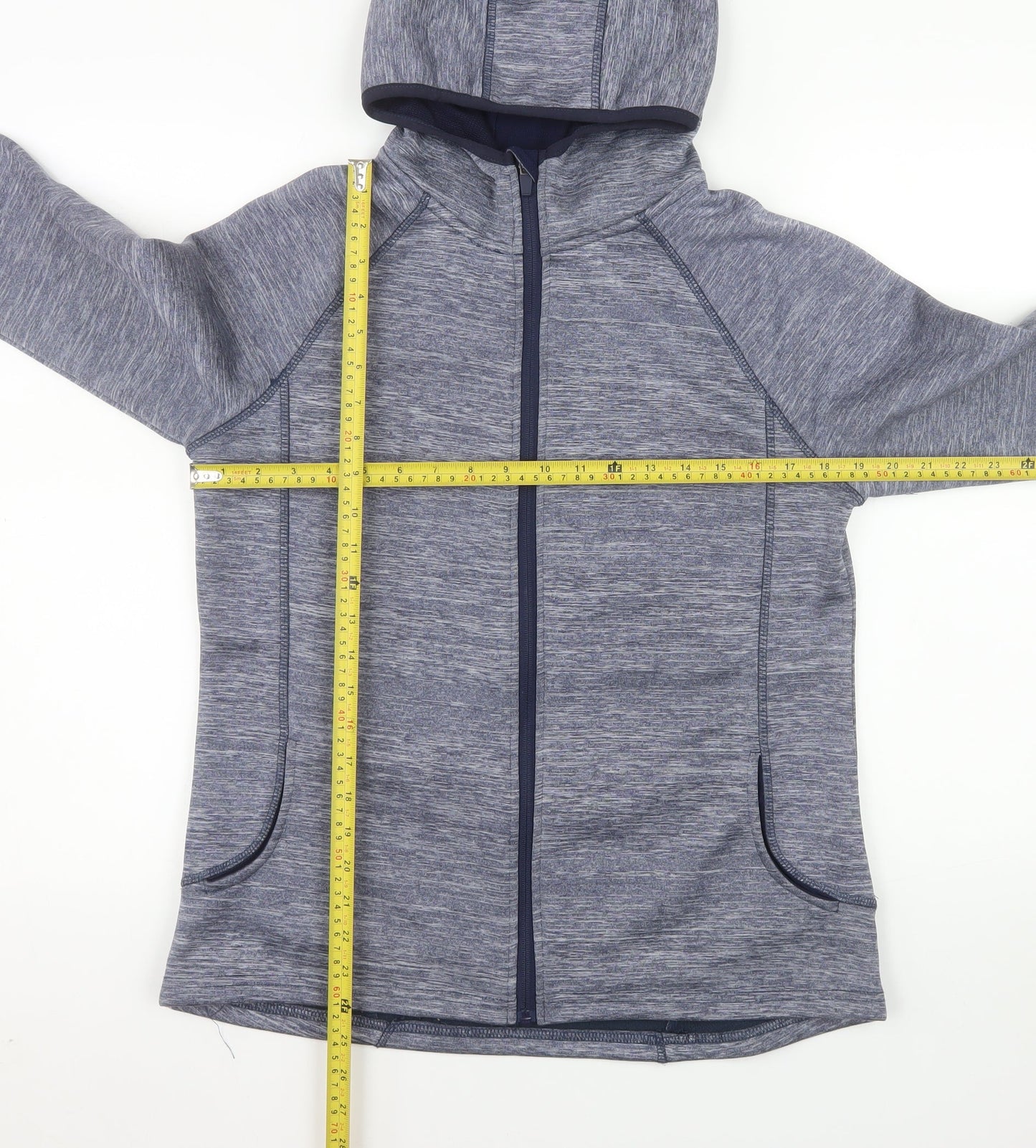 Zakti Women's Blue Hooded Full Zip Fleece Jacket UK 14