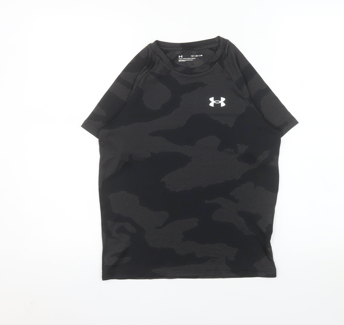 Under Armour Boys Black Camouflage Short Sleeve Sports T-Shirt M
