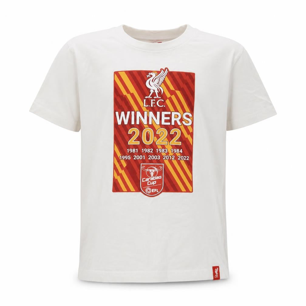 LFC Boys White 7-8 Years Cotton Carabao Cup 2022 Winners T-Shirt