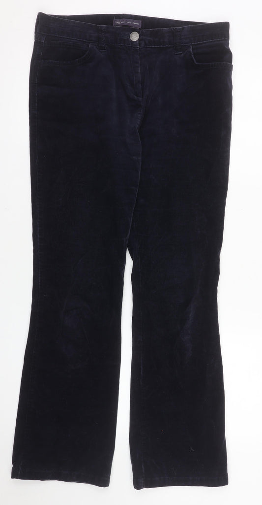 Marks and Spencer Women’s Blue Corduroy Straight Leg Trousers UK 12