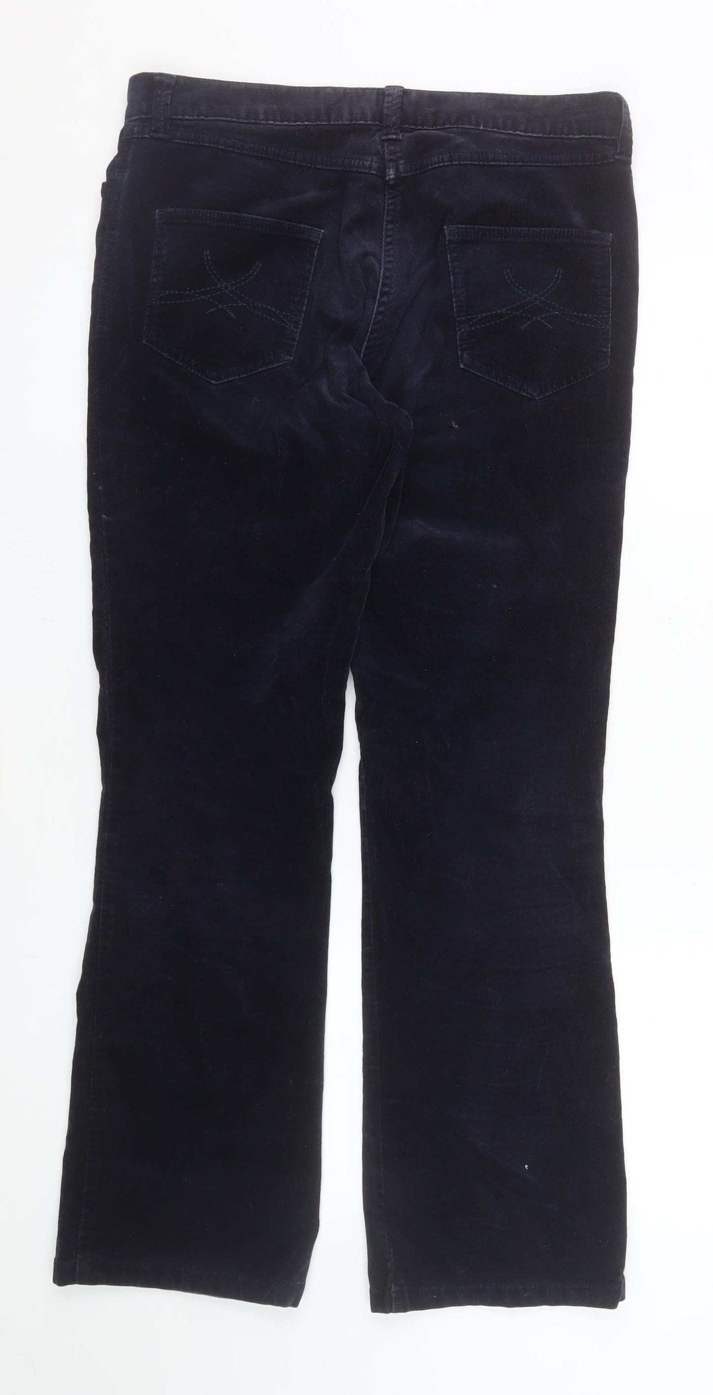 Marks and Spencer Women’s Blue Corduroy Straight Leg Trousers UK 12