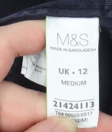 Marks and Spencer Women’s Blue Corduroy Straight Leg Trousers UK 12