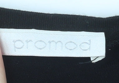 Promod Women's Black Glitter Panel Top Size 12 Short Sleeve