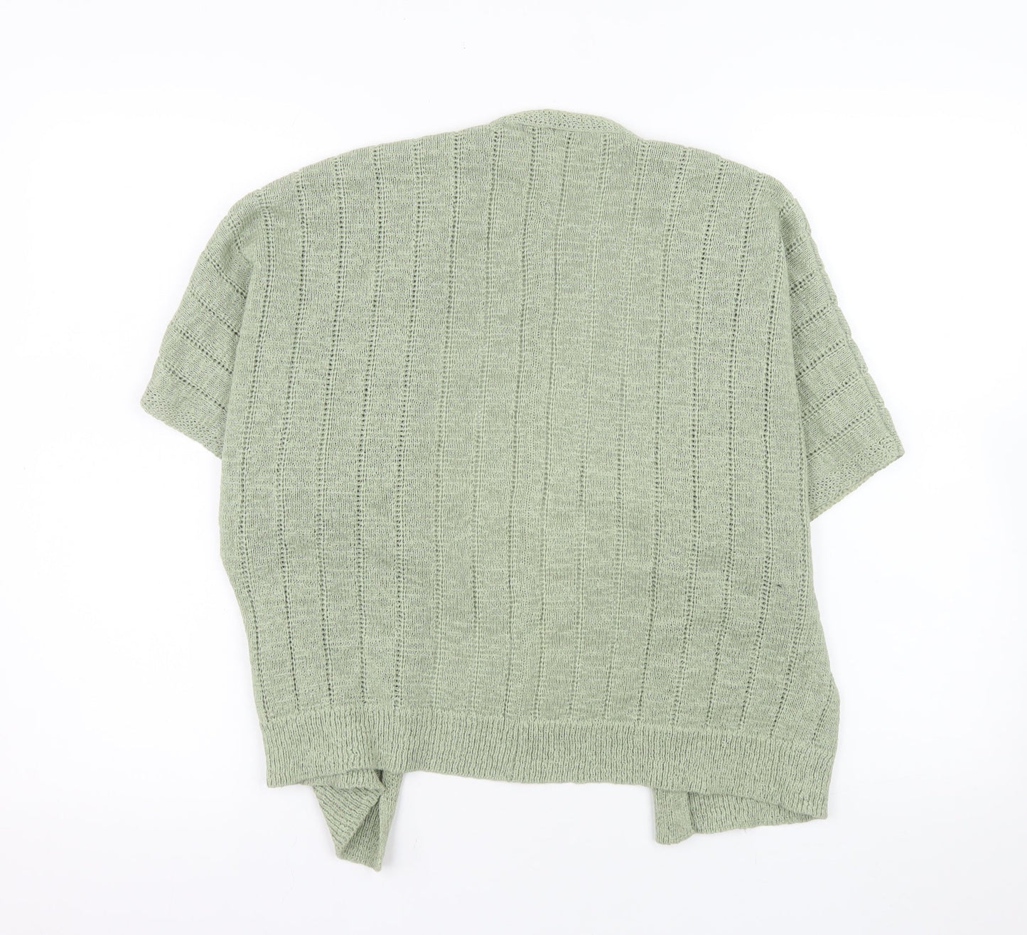 Dunnes Women Green Open-Knit Short Sleeve Cardigan M