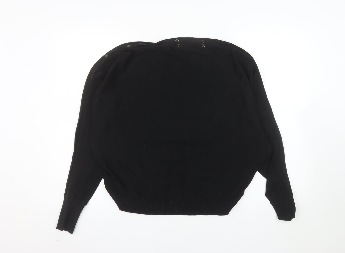 AllSaints Women Black Medium Pullover Sweatshirt Organic Cotton
