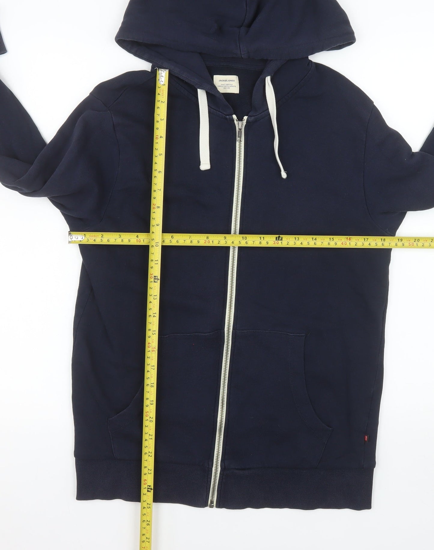 Jack & Jones Unisex Blue S Full Zip Hooded Cotton Jacket