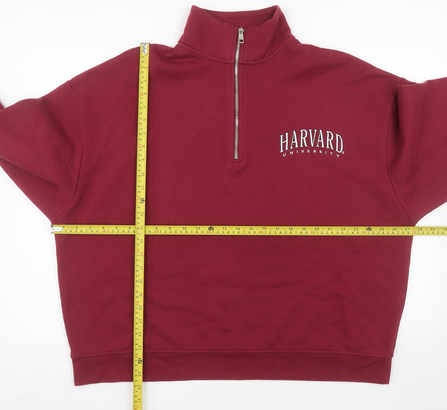 Primark Women Burgundy Harvard 1/2 Zip Sweatshirt Size L 14/16