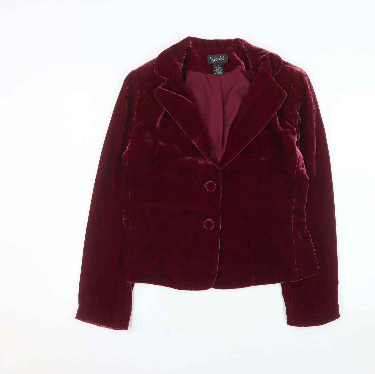 Rafaella Women's Red Velvet Blazer Size 8 Single Breasted Lined Jacket