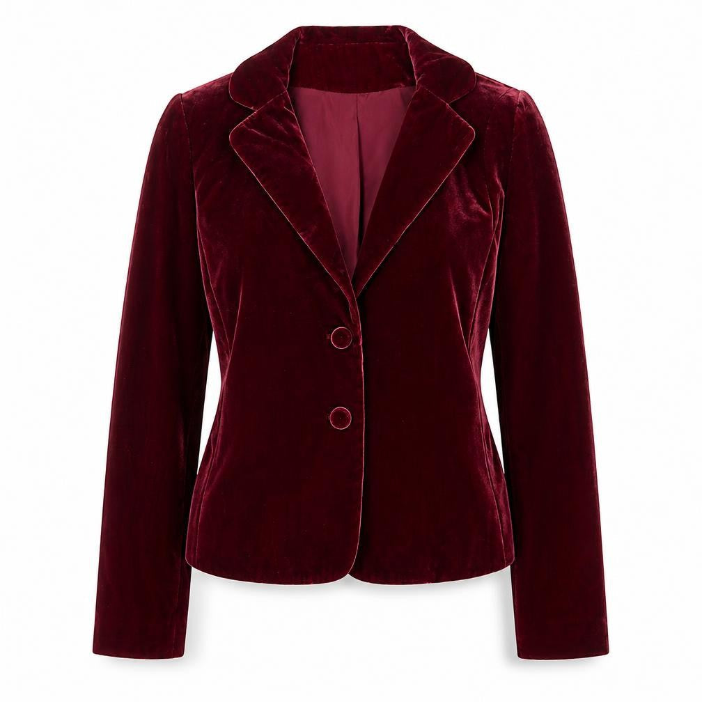 Rafaella Women's Red Velvet Blazer Size 8 Single Breasted Lined Jacket