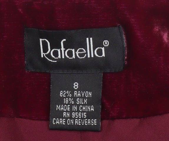 Rafaella Women's Red Velvet Blazer Size 8 Single Breasted Lined Jacket