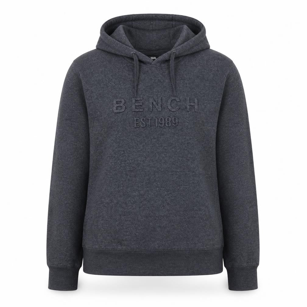 Bench Women's Grey Pullover Hoodie UK 12 Medium Embroidered Logo