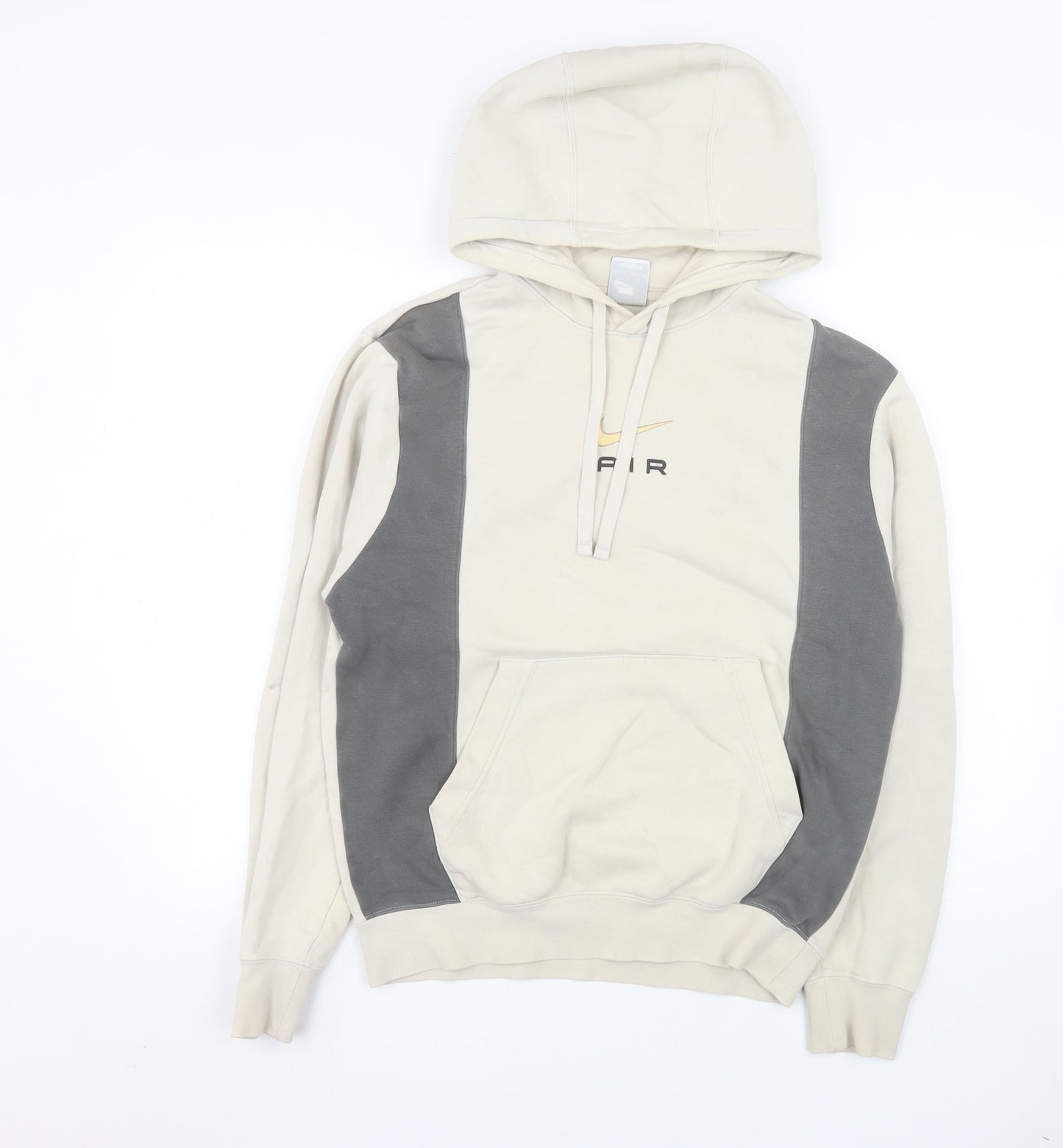 Nike Women Beige & Grey Pullover Hoodie XS Air Logo Cotton Blend