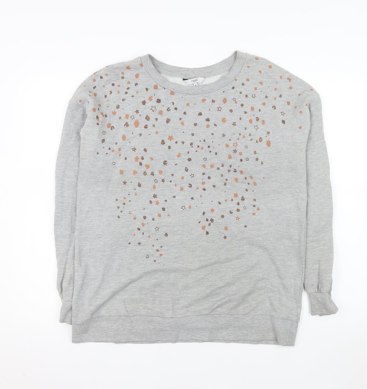 Next Women Grey Star Print Pullover Sweatshirt M Cotton Blend
