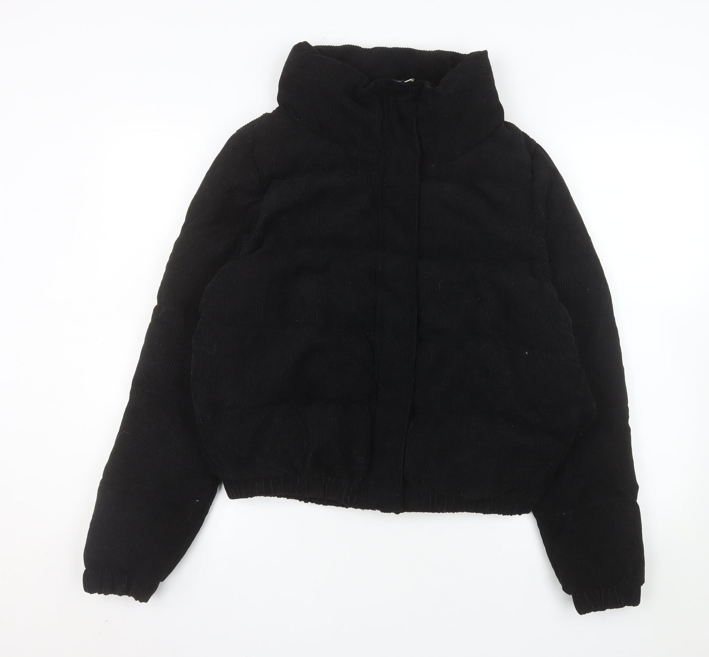 Brave Soul Women's Black Corduroy Cropped Puffer Jacket Size 12