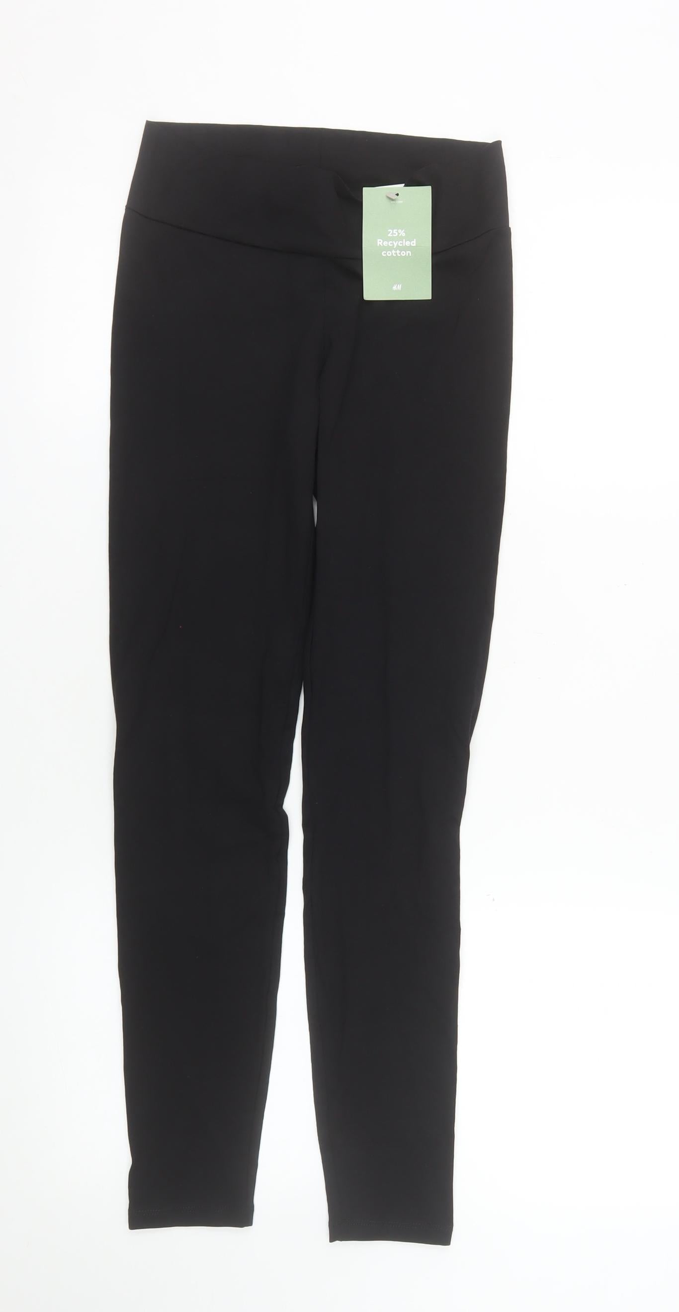H&M Teens Black Leggings Size 14 Stretch Jersey Activewear Trousers