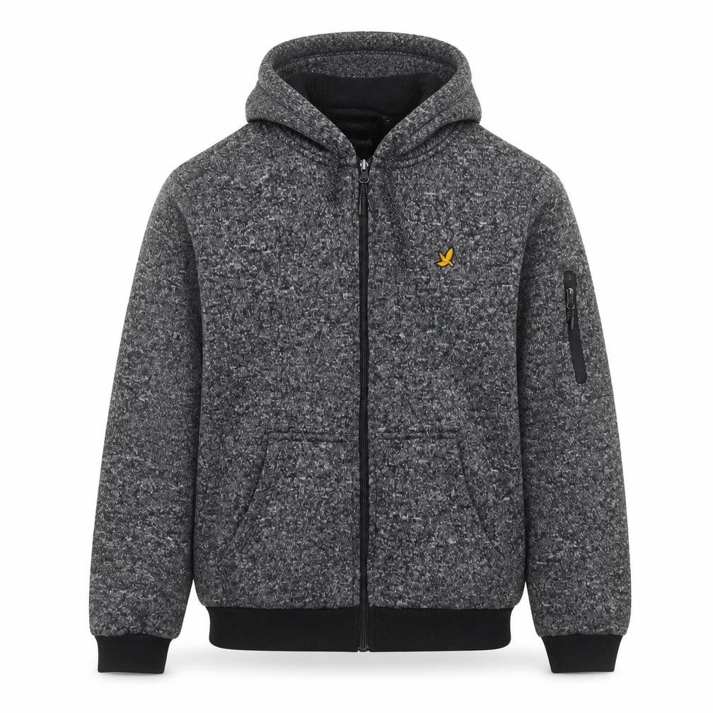 Brave Soul Men's Grey Fleece Hooded Bomber Jacket XL