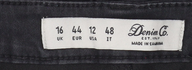 Denim Co Women’s Black Skinny Jeans Size 16 Mid Rise Stretch Denim
