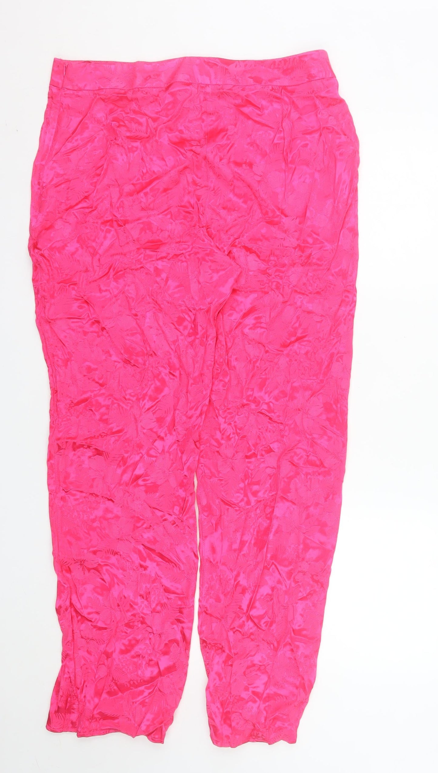 Savida Women’s Pink Satin Viscose Straight Trousers Size 14