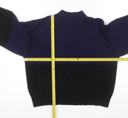 Mango Women's Blue Black Mock Neck Knit Jumper Size M