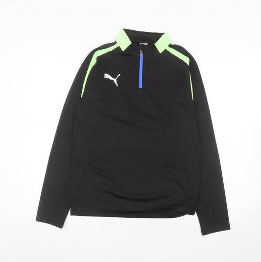 Puma Teens Black 1/4 Zip Sports Sweatshirt Size 164