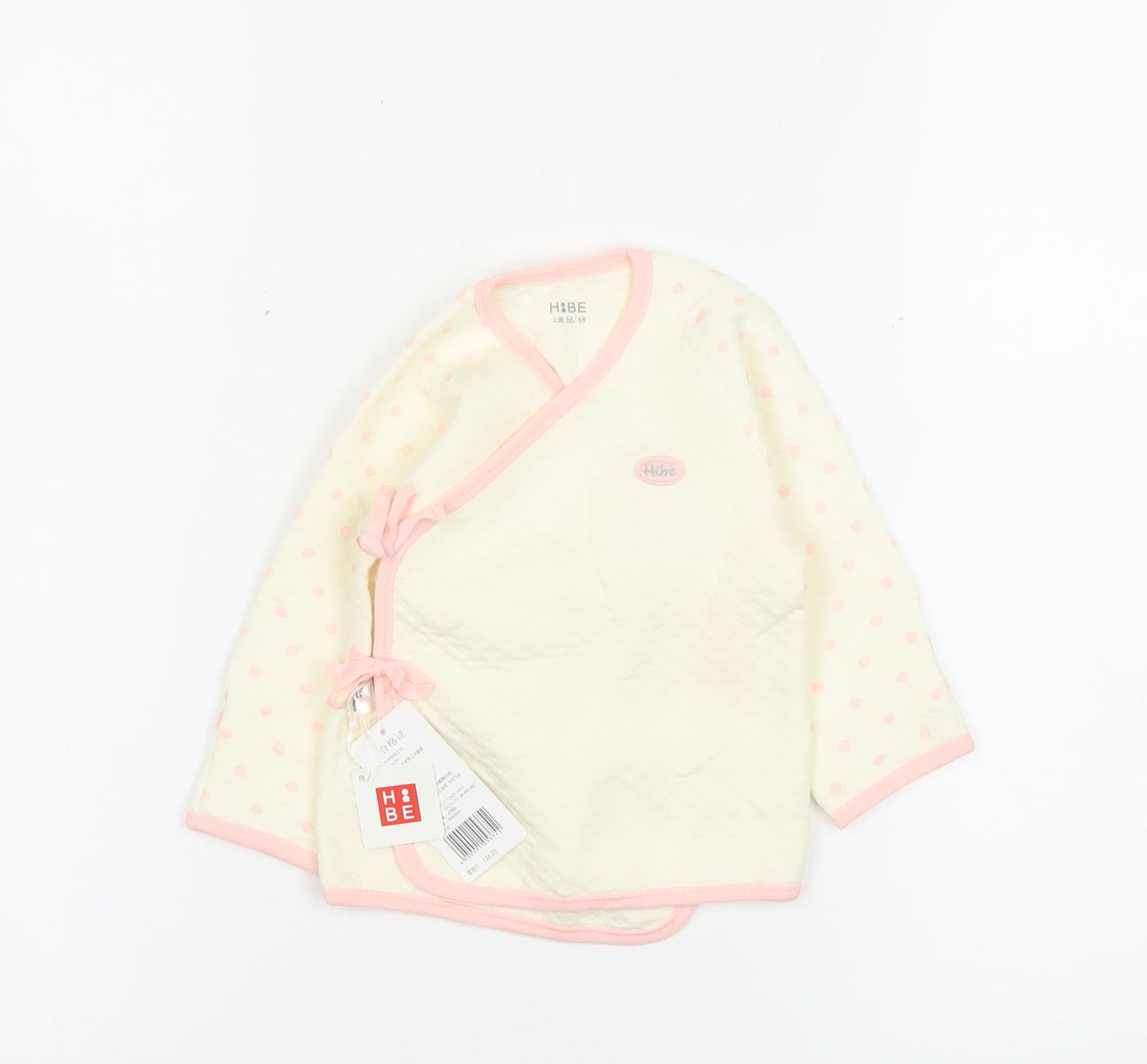 Hibe Unisex Baby Ivory Polka Dot Wrap Long Sleeve Cotton T-Shirt 3-6M