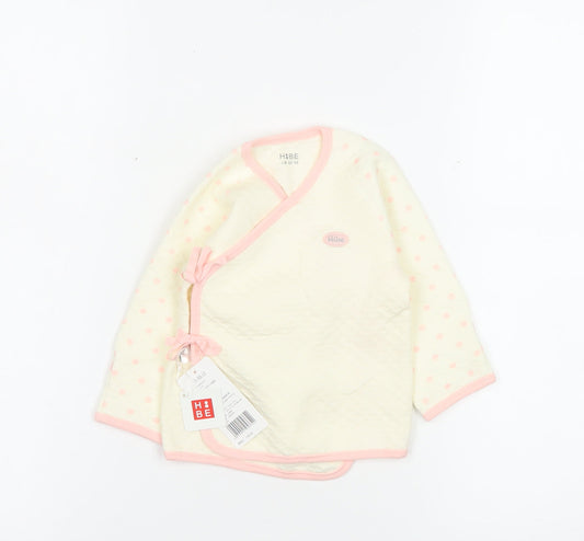 Hibe Unisex Baby Ivory Polka Dot Wrap Long Sleeve Cotton T-Shirt 3-6M