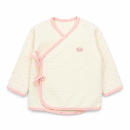 Hibe Unisex Baby Ivory Polka Dot Wrap Long Sleeve Cotton T-Shirt 3-6M