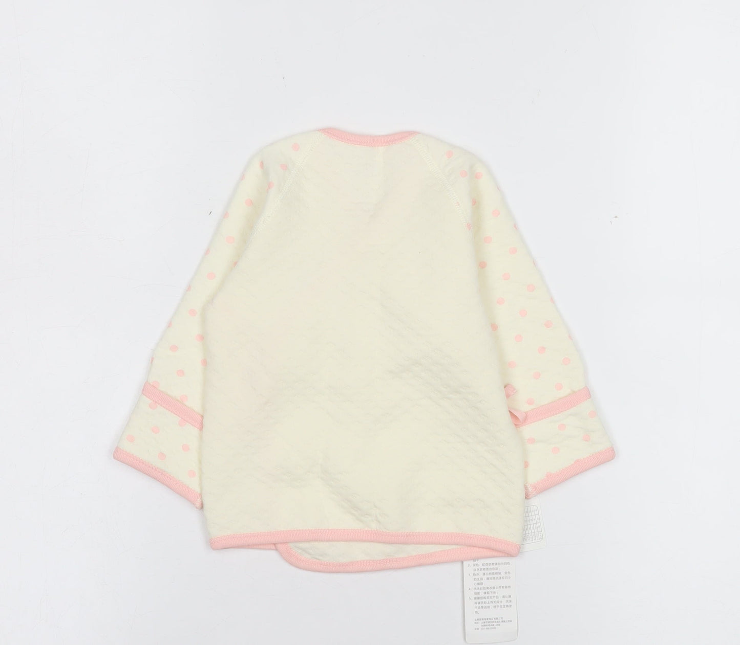 Hibe Unisex Baby Ivory Polka Dot Wrap Long Sleeve Cotton T-Shirt 3-6M