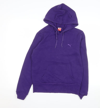 Additional front view of Puma women’s purple pullover hoodie uk 12 cotton blend lined