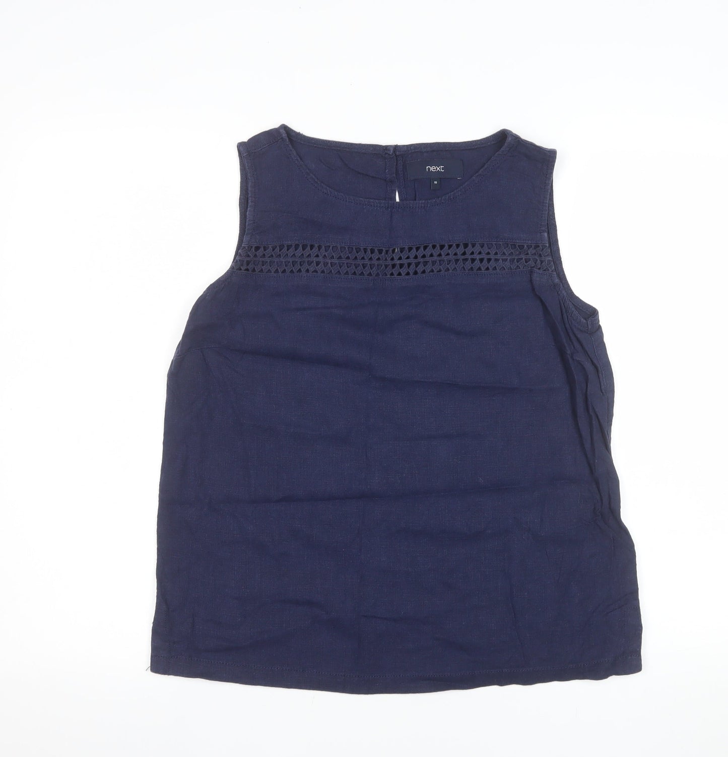Next Women's Blue Linen Viscose Sleeveless Blouse UK 10