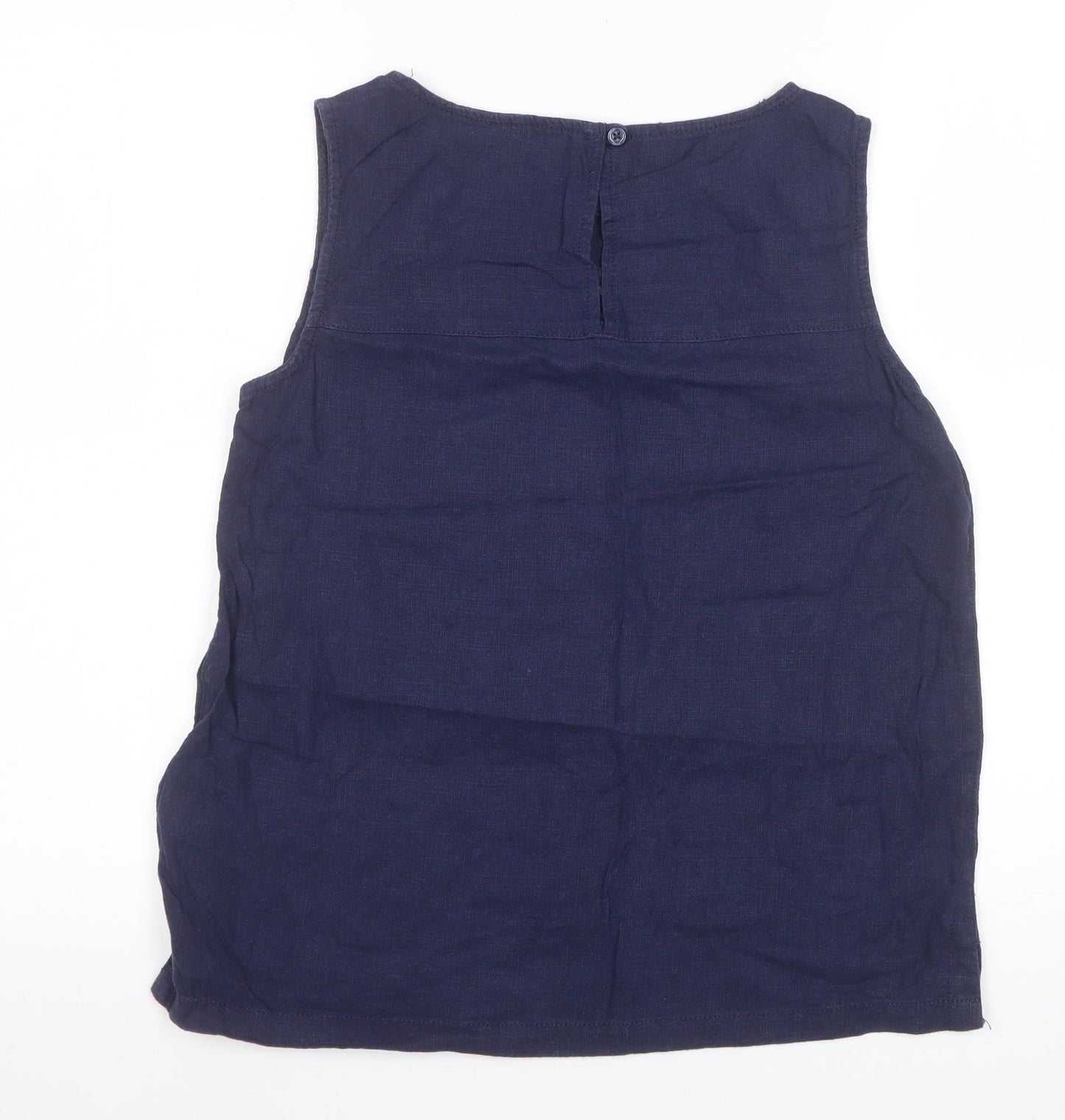 Next Women's Blue Linen Viscose Sleeveless Blouse UK 10