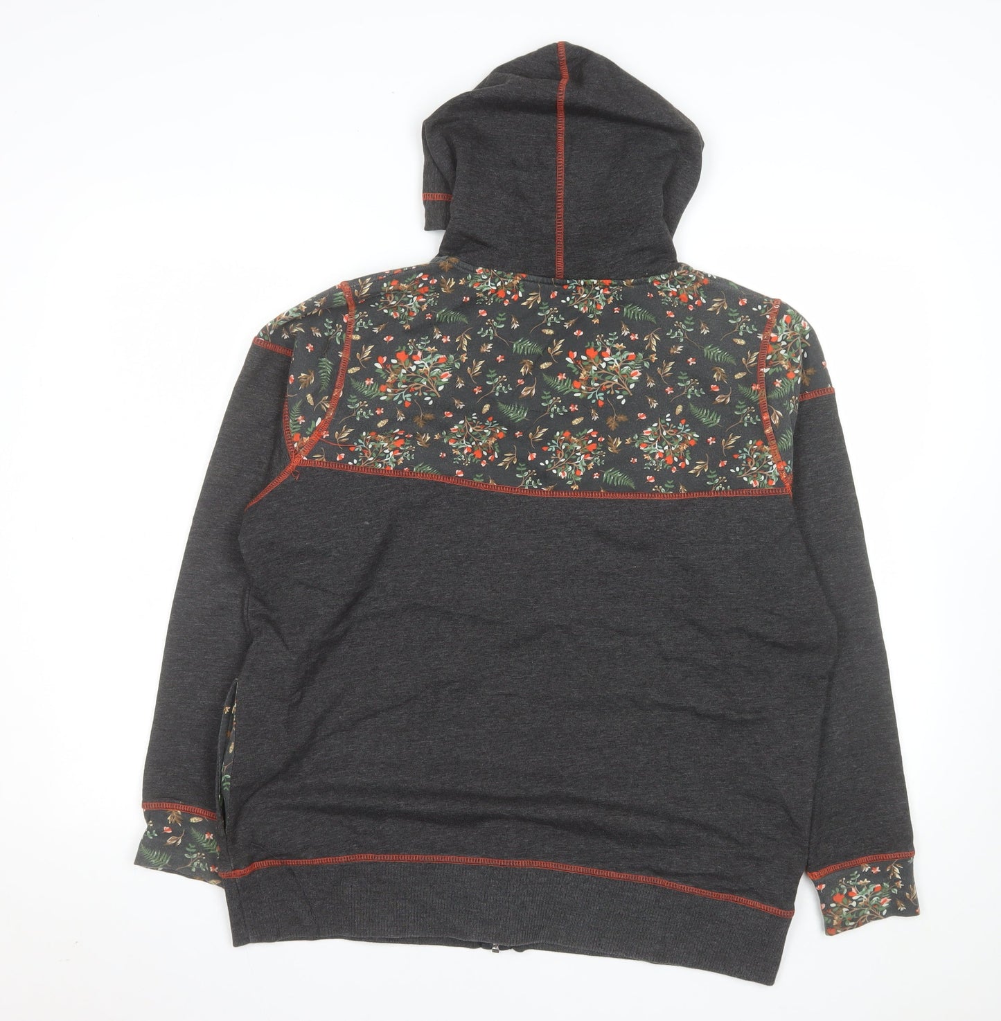 Joe Browns Mens Grey Floral Hooded Zip Jacket Size 46 Regular Fit