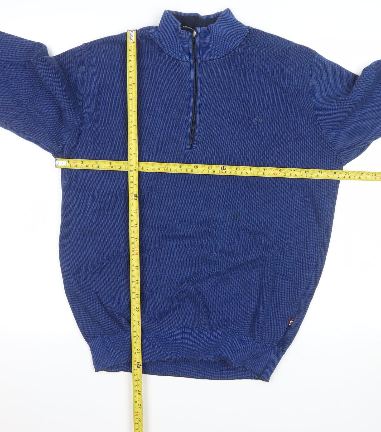 André Men's Blue 1/2 Zip Cotton Knit Sweatshirt Size L